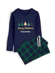 Womens Personalised Christmas Tree 100% Cotton Pyjamas by Stitch Style - Image 1 of 4