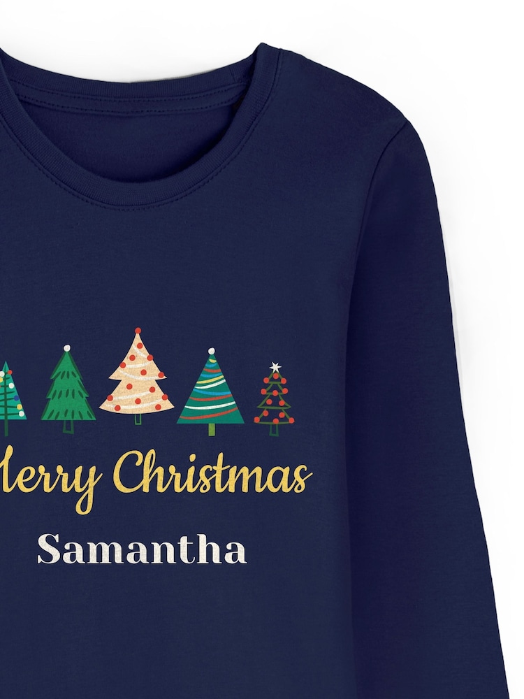 Womens Personalised Christmas Tree 100% Cotton Pyjamas by Stitch Style - Image 2 of 4