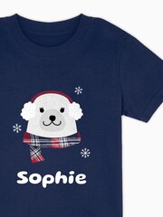 Girls Personalised Christmas Polar Bear 100% Cotton Pyjamas by Stitch Style - Image 3 of 5