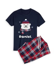 Stitch Style Boys Blue 100% Cotton Personalised Christmas Polar Bear Pyjamas - Image 4 of 5