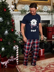 Stitch Style Womens Blue 100% Cotton Personalised Christmas Polar Bear Pyjamas - Image 2 of 5