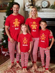 Womens Personalised Christmas Ginger Bread Pyjamas by Stitch Style - Image 2 of 5