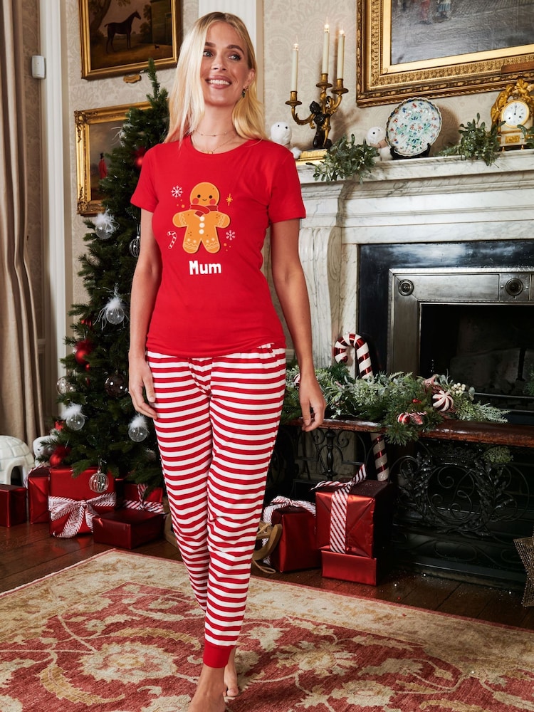 Buy Womens Personalised Christmas Ginger Bread Pyjamas by Stitch