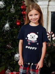 Girls Personalised Christmas Polar Bear 100% Cotton Pyjamas by Stitch Style - Image 1 of 5