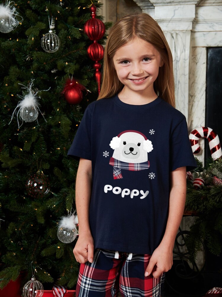 Girls Personalised Christmas Polar Bear 100% Cotton Pyjamas by Stitch Style - Image 1 of 5