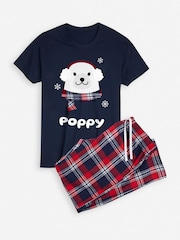 Girls Personalised Christmas Polar Bear 100% Cotton Pyjamas by Stitch Style - Image 4 of 5
