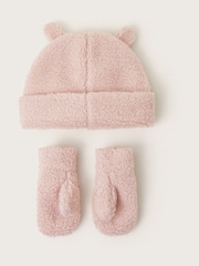 Monsoon Pink Baby Bunny Mittens and Hat Set - Image 2 of 3