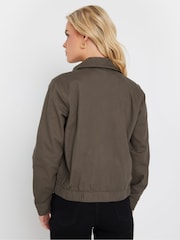 M&Co Brown Petite Zip Collared 100% Cotton Jacket - Image 3 of 5