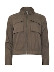 M&Co Brown Petite Zip Collared 100% Cotton Jacket - Image 5 of 5