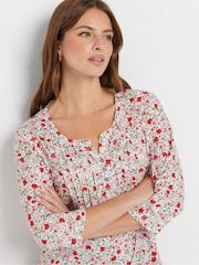 M&Co Pink 3/4 Sleeve 100% Cotton Henley Top - Image 1 of 5