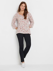 M&Co Pink 3/4 Sleeve 100% Cotton Henley Top - Image 3 of 5