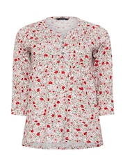 M&Co Pink 3/4 Sleeve 100% Cotton Henley Top - Image 5 of 5