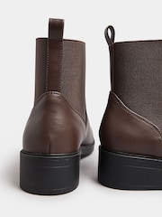 Yours Curve Brown Wide Fit Extra Wide Fit PU Elastic Chelsea Boots - Image 4 of 4