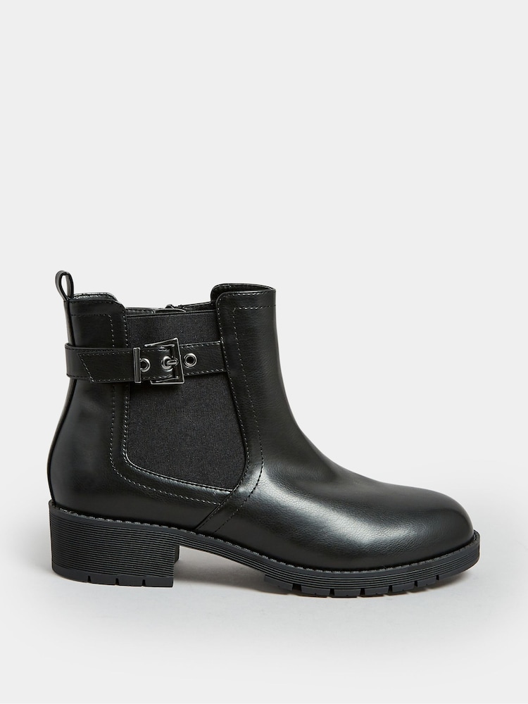 Yours Curve Black Wide Fit Buckle Ankle Boots - Image 2 of 5