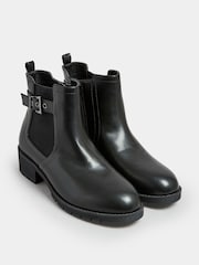 Yours Curve Black Wide Fit Buckle Ankle Boots - Image 3 of 5