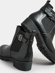 Yours Curve Black Wide Fit Buckle Ankle Boots - Image 4 of 5