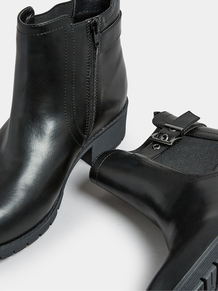 Yours Curve Black Wide Fit Buckle Ankle Boots - Image 5 of 5