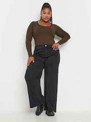 Yours Curve Brown Ribbed Lace Bodies - Image 2 of 5