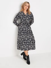 M&Co Black Leaf Printed Dress - Image 2 of 5