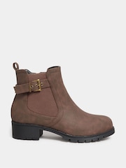 Yours Curve Brown Extra Wide Fit Extra-Wide Fit Buckle Ankle Boots - Image 1 of 4