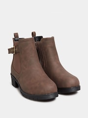 Yours Curve Brown Extra Wide Fit Extra-Wide Fit Buckle Ankle Boots - Image 2 of 4
