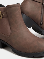 Yours Curve Brown Extra Wide Fit Extra-Wide Fit Buckle Ankle Boots - Image 4 of 4