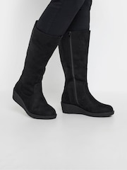 Yours Curve Black Extra Wide Fit Slouch Knee Boots - Image 1 of 5