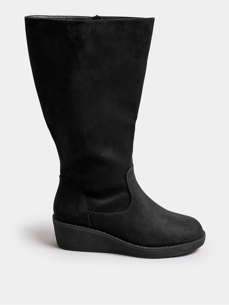 Yours Curve Black Extra Wide Fit Slouch Knee Boots - Image 2 of 5