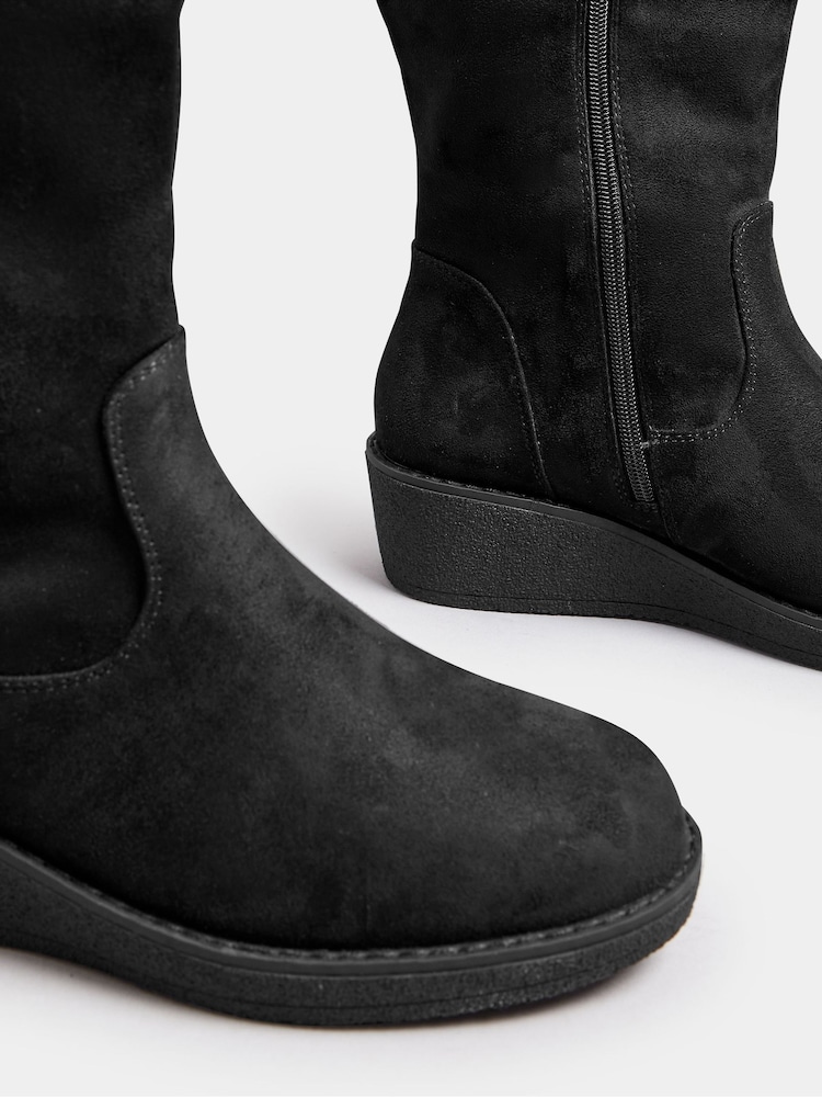 Yours Curve Black Extra Wide Fit Slouch Knee Boots - Image 5 of 5