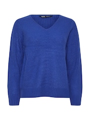 M&Co Blue Petite V-Neck Jumper - Image 5 of 5