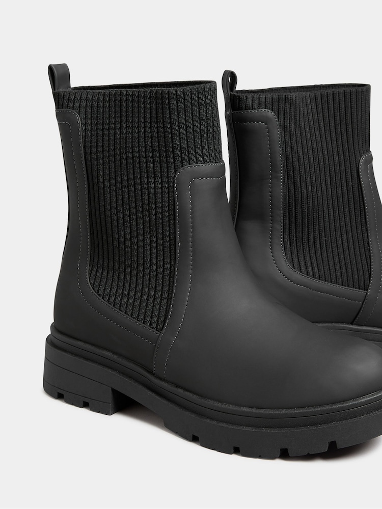 Yours Curve Black Wide Fit Extra Wide Fit Sock Chelsea Boots - Image 5 of 5