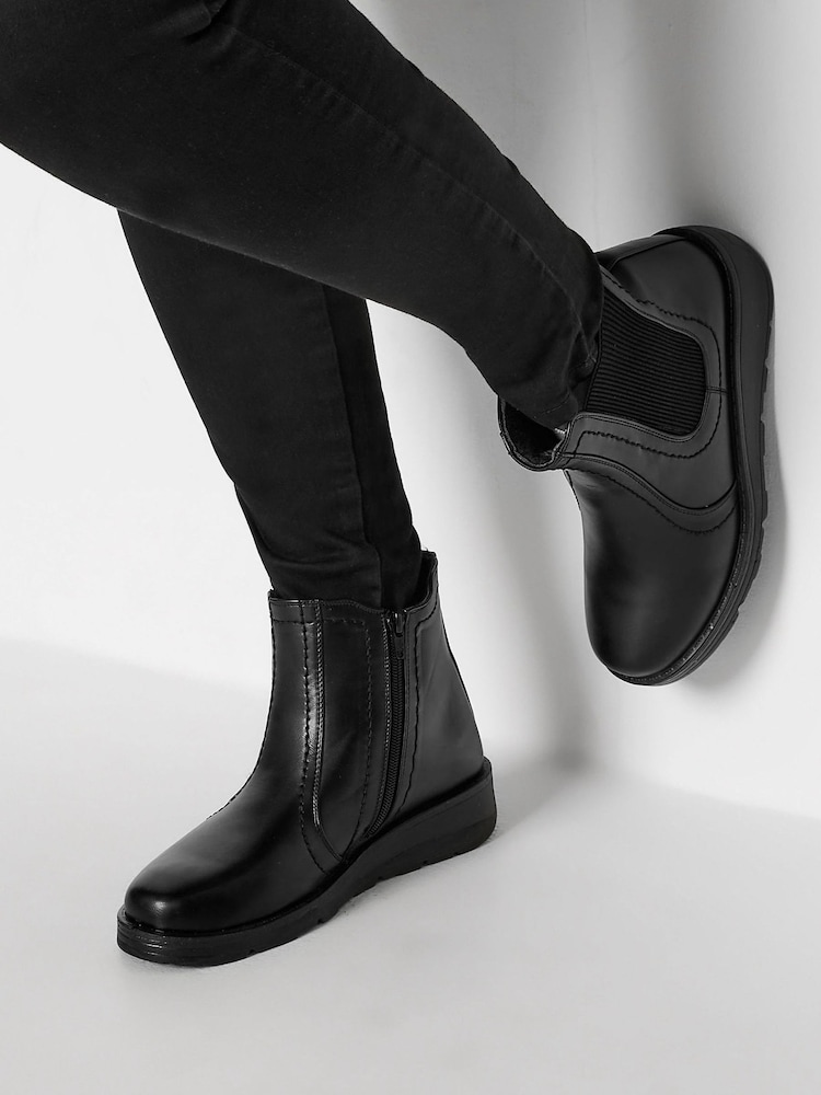Yours Curve Black Extra Wide Fit Extra Wide Fit Wedge Chelsea Boots - Image 1 of 5