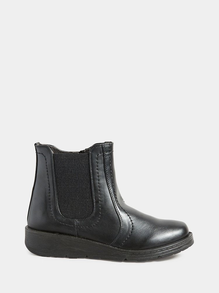 Negro - Botas Chelsea de cuña de corte de ancho especial de Yours Curve - Imagen 2 de 5 Negro - Botas Chelsea de cuña de corte de ancho especial de Yours Curve - Imagen 2 de 5