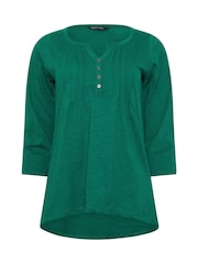 M&Co Blue 3/4 Sleeve 100% Cotton Henley Top - Image 5 of 5