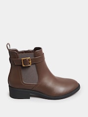 Yours Curve Brown Wide Fit Extra-Wide Fit Buckle Faux Leather Ankle Boots - Image 2 of 5