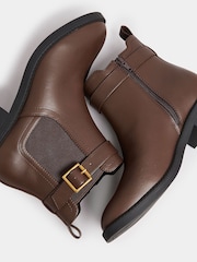 Yours Curve Brown Wide Fit Extra-Wide Fit Buckle Faux Leather Ankle Boots - Image 4 of 5