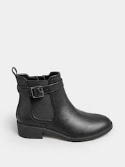 Yours Curve Black Wide Fit Extra-Wide Fit Buckle Faux Leather Ankle Boots - Image 1 of 4