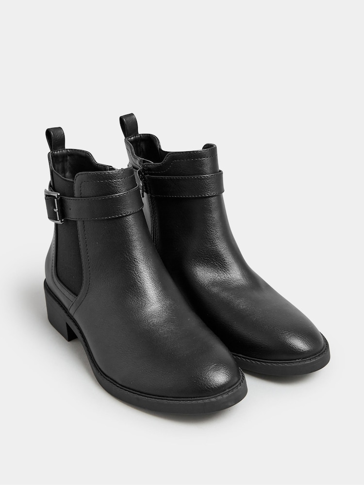 Yours Curve Black Wide Fit Extra-Wide Fit Buckle Faux Leather Ankle Boots - Image 2 of 4
