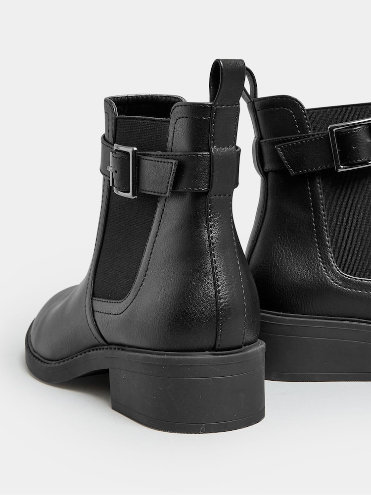 Yours Curve Black Wide Fit Extra-Wide Fit Buckle Faux Leather Ankle Boots - Image 3 of 4