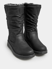 Yours Curve Black Extra Wide Fit Faux Fur Lined Dogwalker Boots - Image 1 of 4