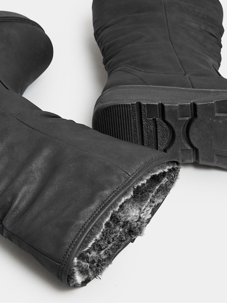 Yours Curve Black Extra Wide Fit Faux Fur Lined Dogwalker Boots - Image 4 of 4