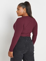 Yours Curve Red Ribbed Lace Bodies - Image 3 of 4