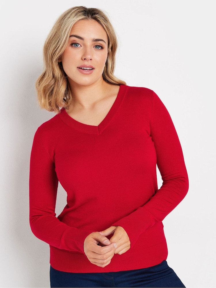 M&Co Red V-Neck Jumper - Image 1 of 5