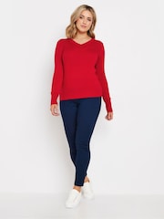 M&Co Red V-Neck Jumper - Image 2 of 5