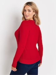 M&Co Red V-Neck Jumper - Image 3 of 5