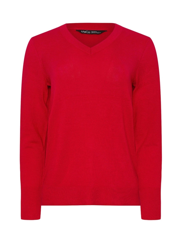 M&Co Red V-Neck Jumper - Image 5 of 5