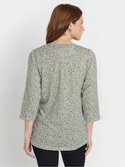 M&Co Green 3/4 Sleeve 100% Cotton Henley Top - Image 3 of 5