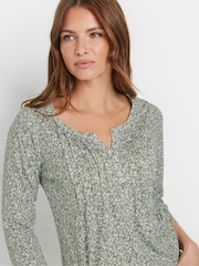 M&Co Green 3/4 Sleeve 100% Cotton Henley Top - Image 4 of 5
