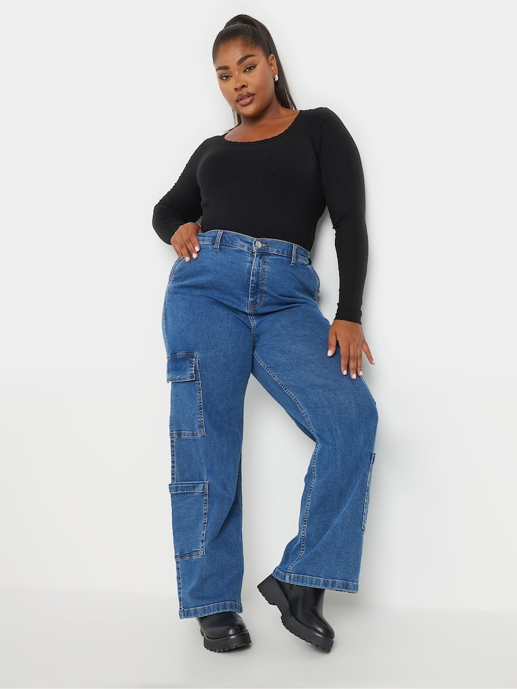 Yours Curve Black Ribbed Lace Bodies - Image 2 of 5
