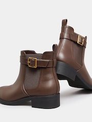Yours Curve Brown Extra Wide Fit Extra-Wide Fit Buckle Faux Leather Ankle Boots - Image 3 of 4